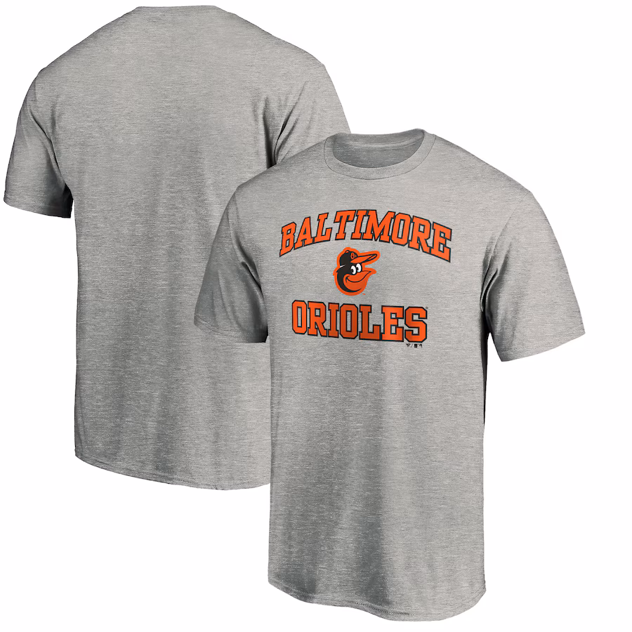 Men's Baltimore Orioles Fanatics MTO Label Heather Gray Heart & Soul T-Shirt - Jersey