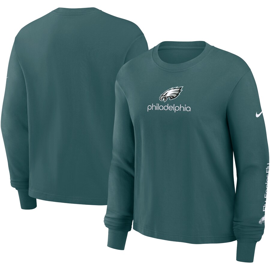 Women's Philadelphia Eagles Nike Midnight Green Boxy Long Sleeve T-Shirt - Jersey