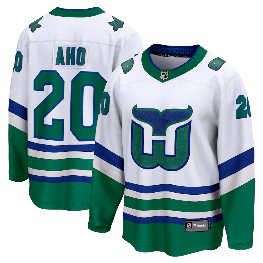 Men's Carolina Hurricanes Sebastian Aho Fanatics White Whalers Premier Breakaway Jersey - Jersey