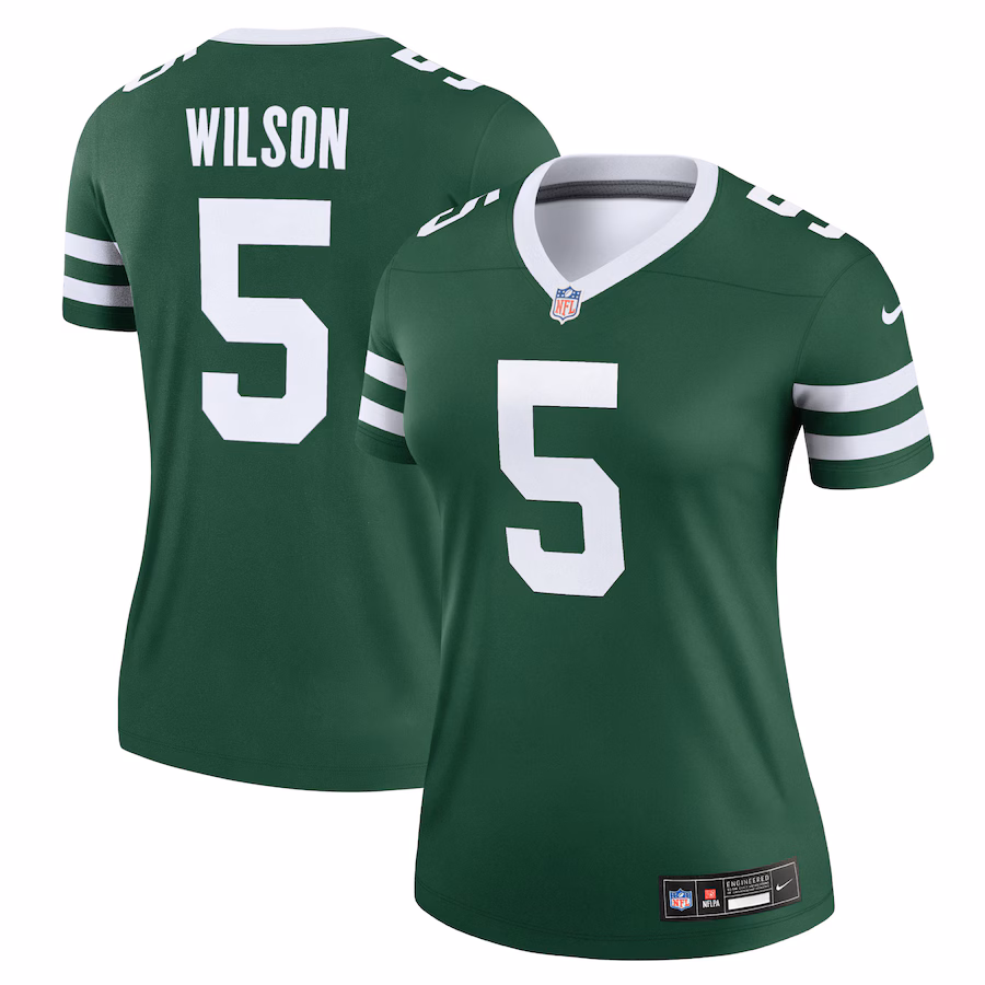 Women's New York Jets Garrett Wilson Nike Legacy Green Legend Player Performance Top - Jersey