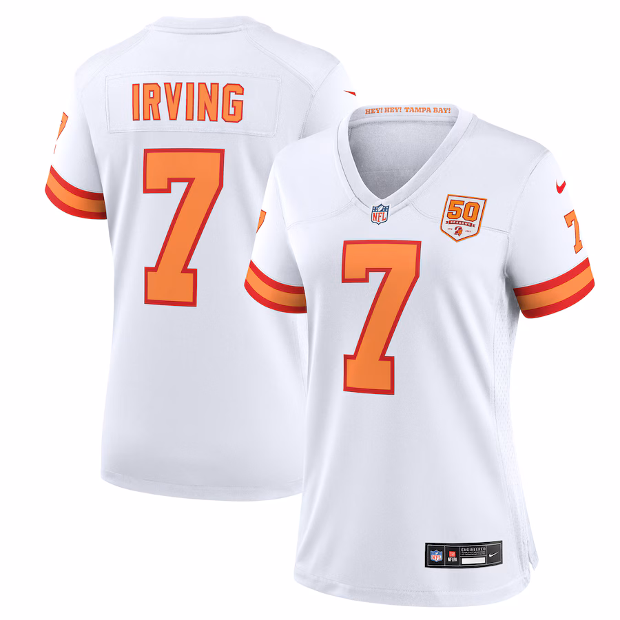 Women's '76 Tampa Bay Buccaneers Bucky Irving Nike White 50th Season Game Jersey - Jersey