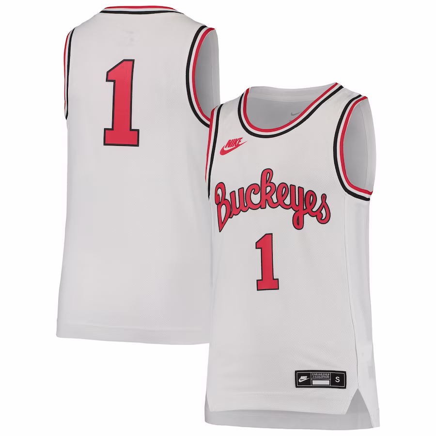#1 Ohio State Buckeyes Nike Youth Throwback Team Replica Basketball Jersey - White - Jersey
