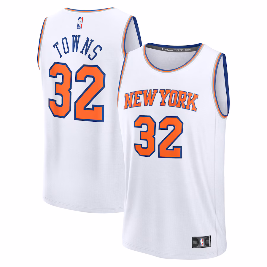 Men's New York Knicks Karl-Anthony Towns Fanatics White Fast Break Replica Player Jersey - Association Edition - Jersey