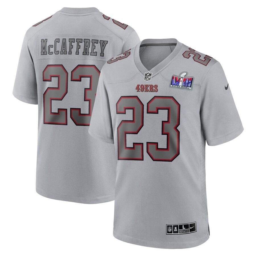 Men's San Francisco 49ers Christian McCaffrey Nike Gray Super Bowl LVIII Atmosphere Fashion Game Jersey - Jersey