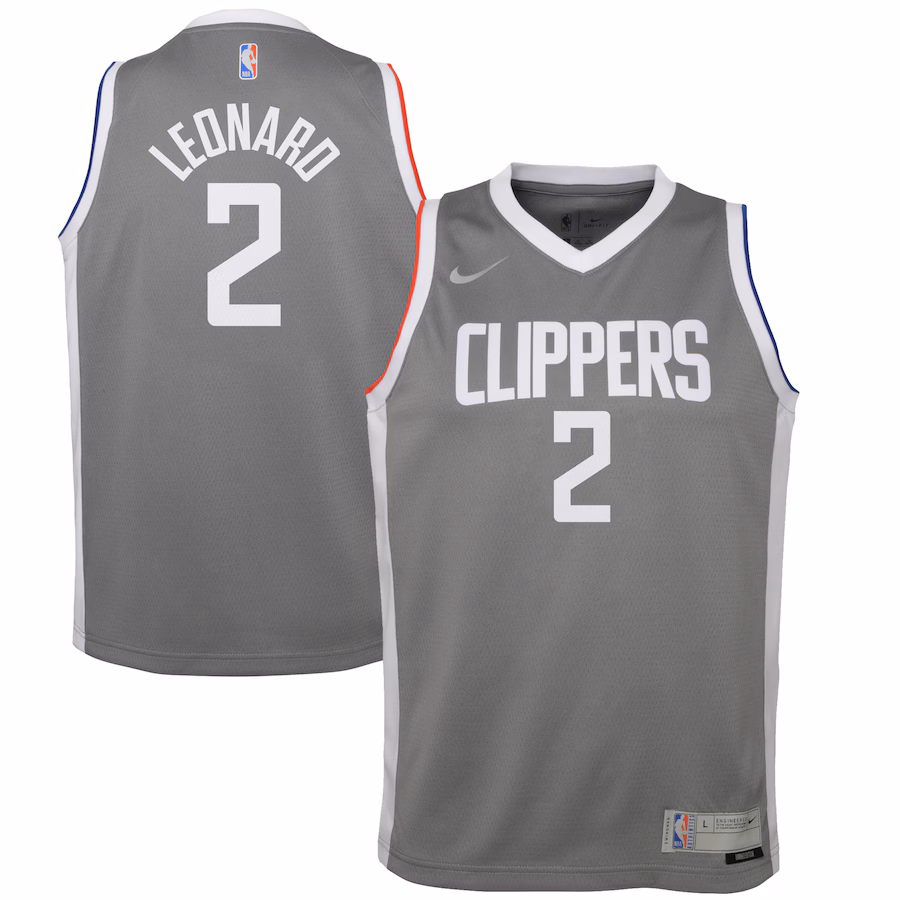 Youth LA Clippers Kawhi Leonard Nike Gray 2020/21 Swingman Player Jersey - Earned Edition - Jersey