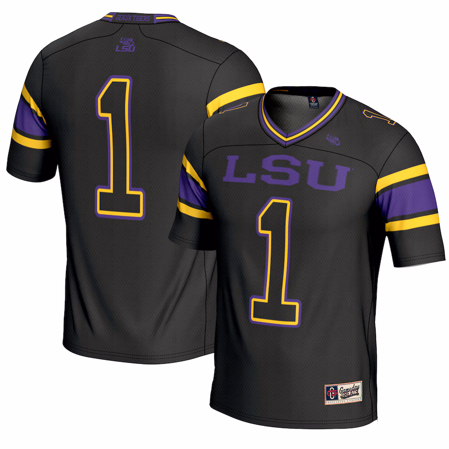 Men's GameDay Greats #1 Black LSU Tigers Endzone Football Jersey - Jersey