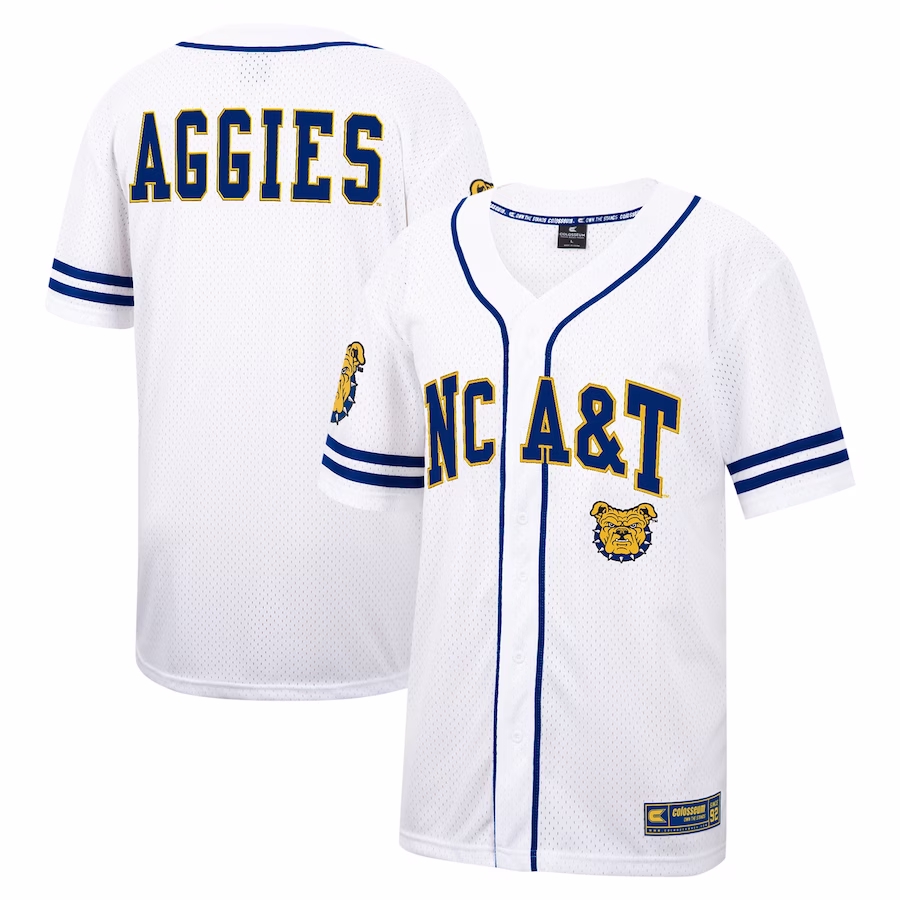 North Carolina A&T Aggies Colosseum Free Spirited Mesh Button-Up Baseball Jersey - White - Jersey