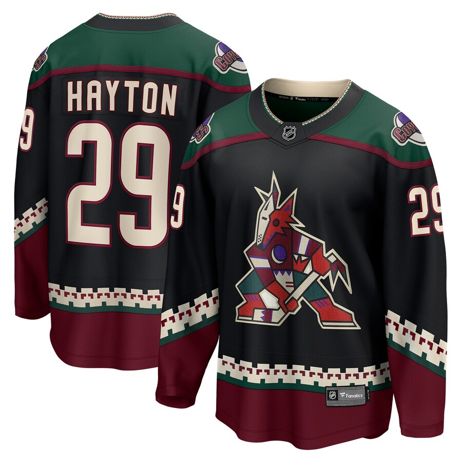 Men's Arizona Coyotes Barrett Hayton Fanatics Branded Black Home Breakaway Player Jersey - Jersey
