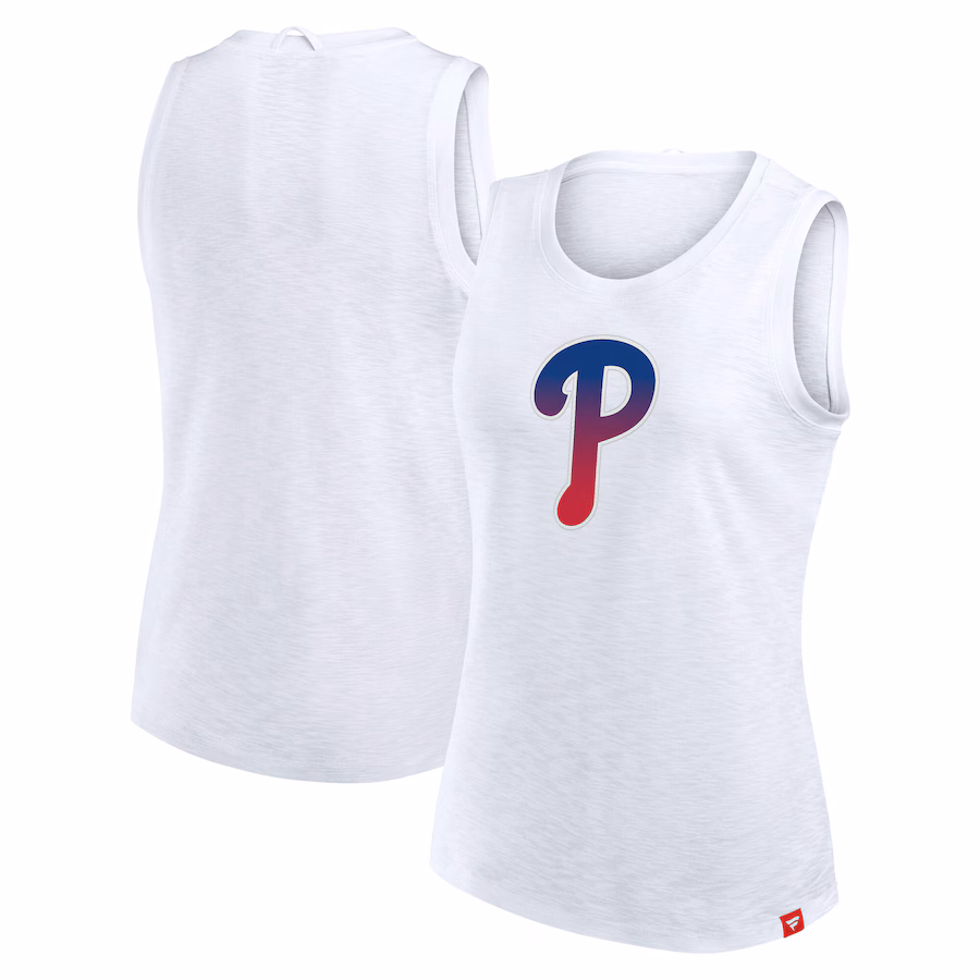 Women's Philadelphia Phillies Fanatics White Activate Slub Tank Top - Jersey