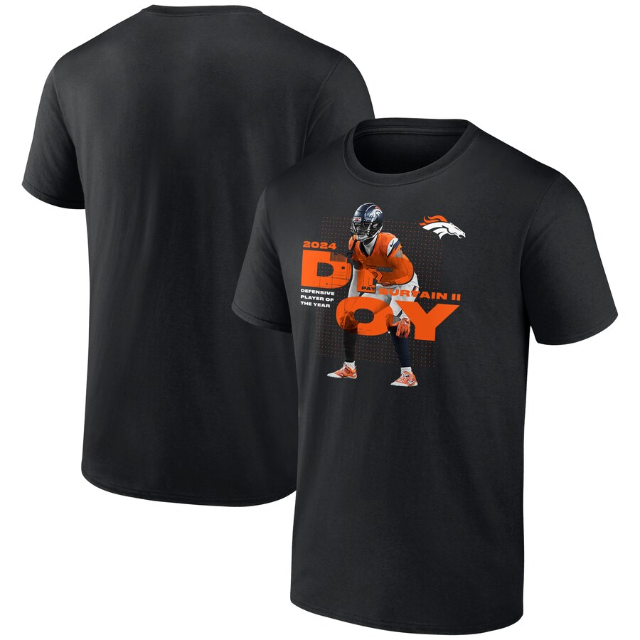 Men's Denver Broncos Patrick Surtain II Black 2024 NFL Defensive Player of the Year T-Shirt - Jersey