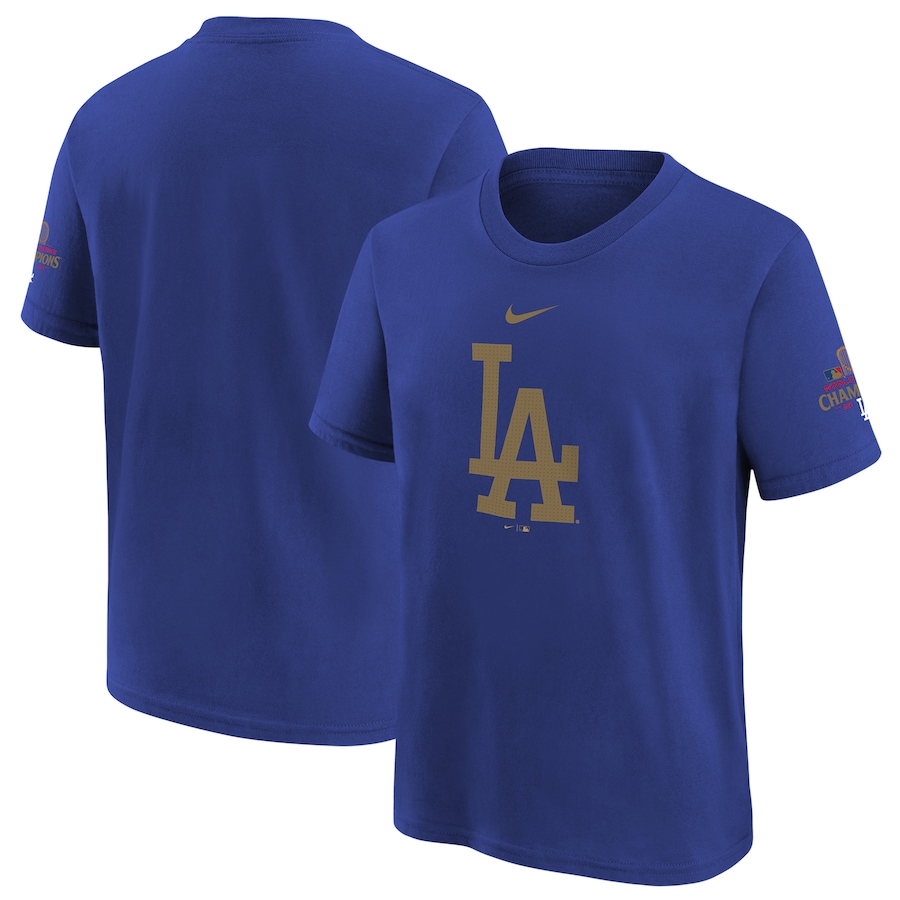 Youth Los Angeles Dodgers Nike Royal 2025 Gold Collection Primary Logo T-Shirt - Jersey