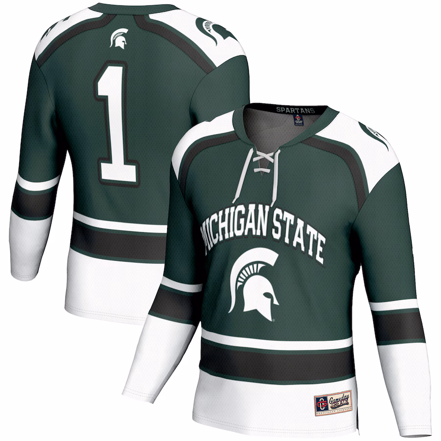 Men's GameDay Greats #1 Green Michigan State Spartans Hockey Jersey - Jersey
