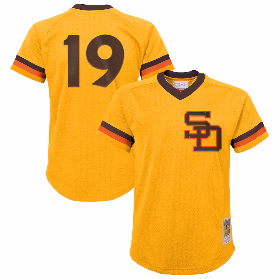 Youth San Diego Padres Tony Gwynn Mitchell & Ness Gold Cooperstown Collection Mesh Batting Practice Jersey - Jersey