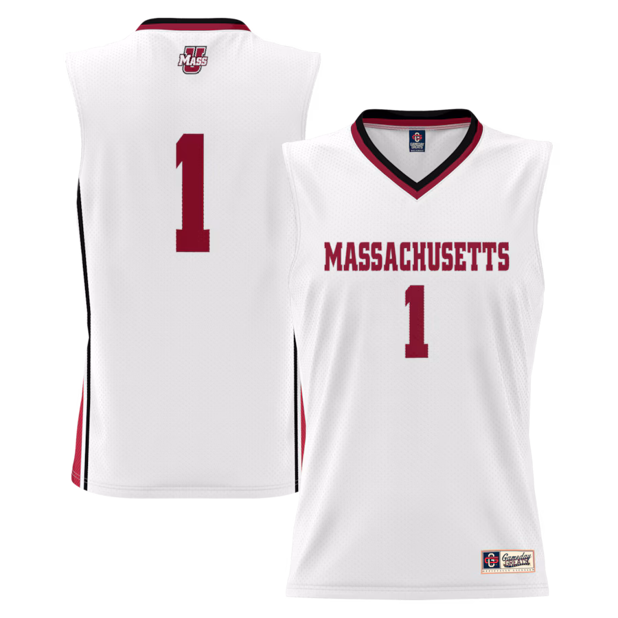Youth GameDay Greats #1 White UMass Minutemen Lightweight Basketball Jersey - Jersey