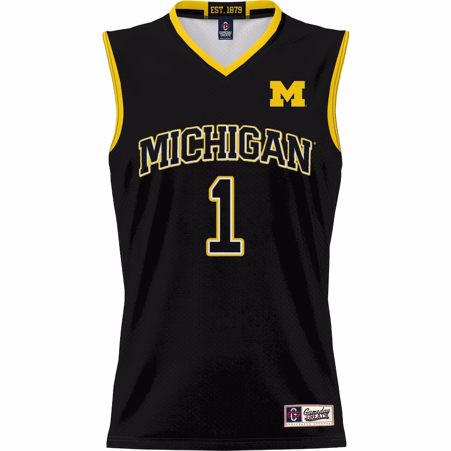 #1 Michigan Wolverines GameDay Greats Unisex Lightweight Basketball Jersey - Black - Jersey
