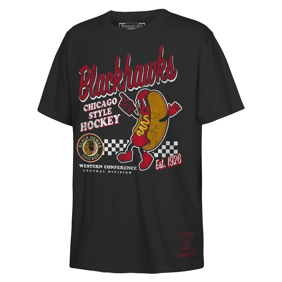 Youth Chicago Blackhawks Mitchell & Ness Black Concession Stand T-Shirt - Jersey