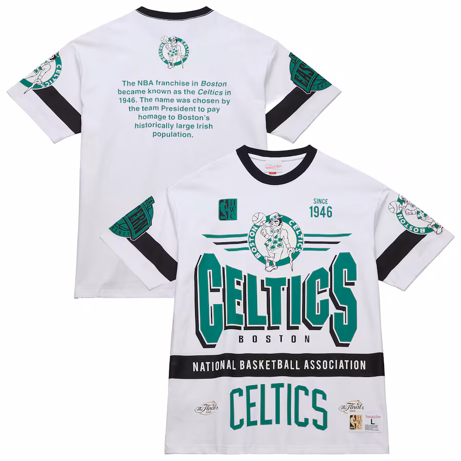 Unisex Boston Celtics  Mitchell & Ness White Hardwood Classics Vintage Team Origins Premium T-Shirt - Jersey