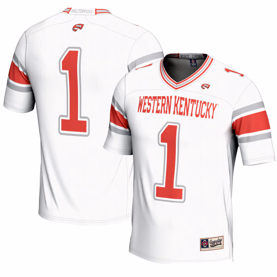 Youth GameDay Greats #1 White Western Kentucky Hilltoppers Endzone Football Jersey - Jersey