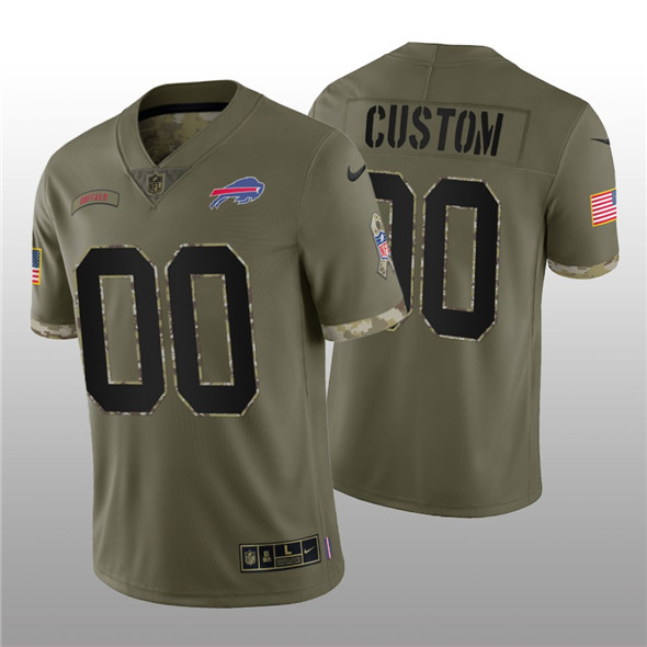 Men's Buffalo Bills ACTIVE PLAYER Custom 2022 Olive Salute To Service Limited Stitched Jersey - Jersey