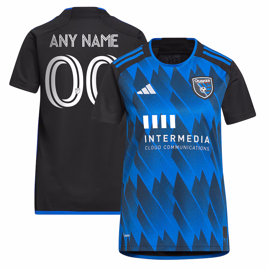 Women's San Jose Earthquakes adidas Blue 2023 Active Fault Jersey Replica Custom Jersey - Jersey