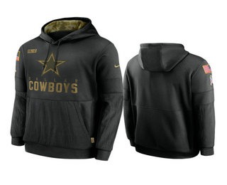 Men's Dallas Cowboys Black 2020 Salute to Service Sideline Performance Pullover Hoodie - Jersey