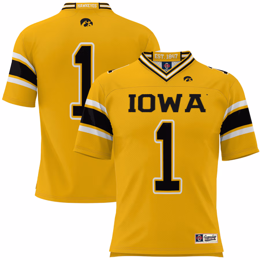 #1 Iowa Hawkeyes GameDay Greats Youth Football Jersey - Gold - Jersey