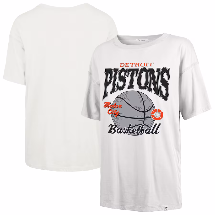 Women's Detroit Pistons  '47 White City Edition Down Court Sadie T-Shirt - Jersey