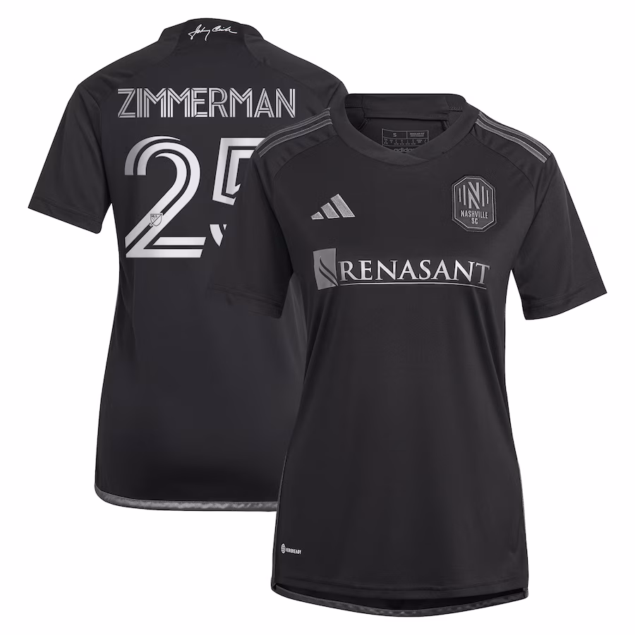 Women's Nashville SC Walker Zimmerman adidas Black 2023 Man In Black Kit Replica Player Jersey - Jersey
