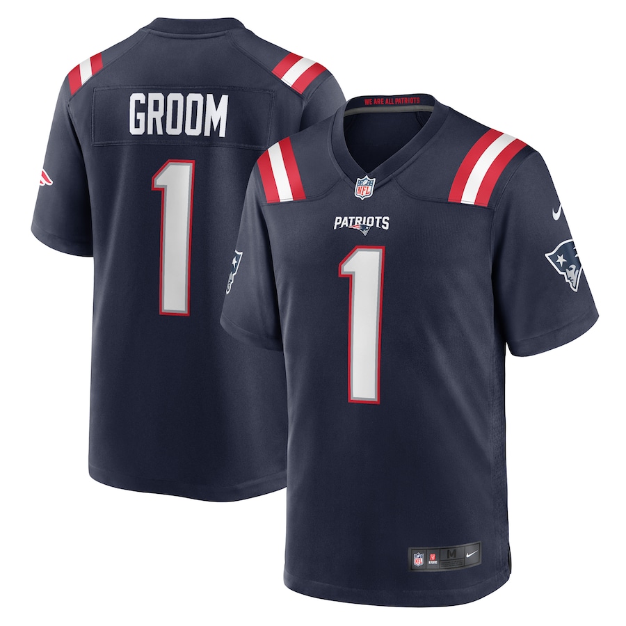 Men's New England Patriots Number 1 Groom Nike Navy Game Jersey - Jersey