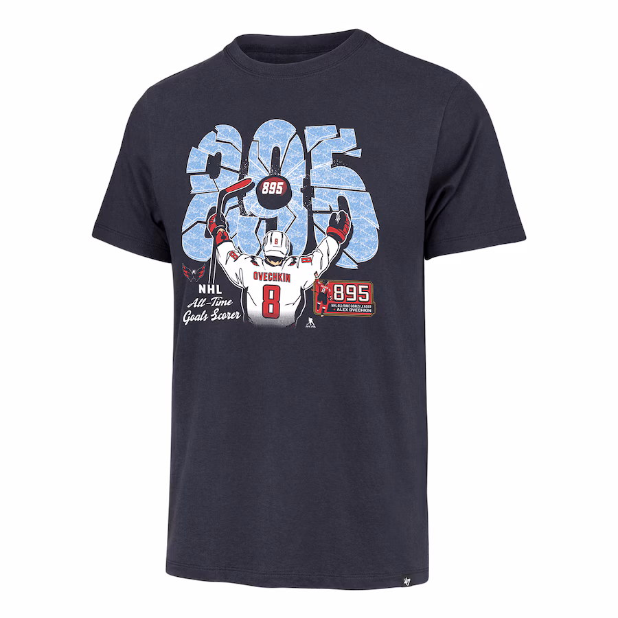 Men's Washington Capitals Alexander Ovechkin '47 Blue NHL All-Time Leading Goal Scorer Shattered Franklin T-Shirt - Jersey