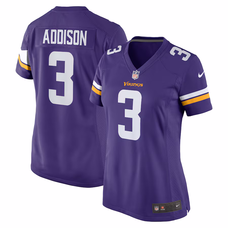 Women's Minnesota Vikings Jordan Addison Nike  Purple Team Game Jersey - Jersey