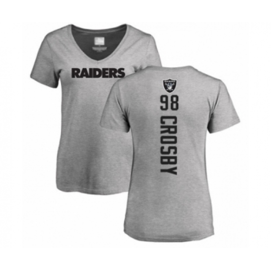 Football Women's Oakland Raiders #98 Maxx Crosby Ash Backer T-Shirt - Jersey