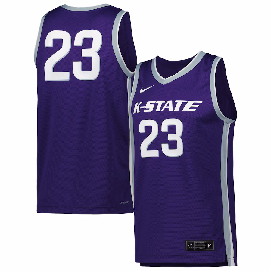 Men's Nike #23 Purple Kansas State Wildcats Replica Basketball Jersey - Jersey