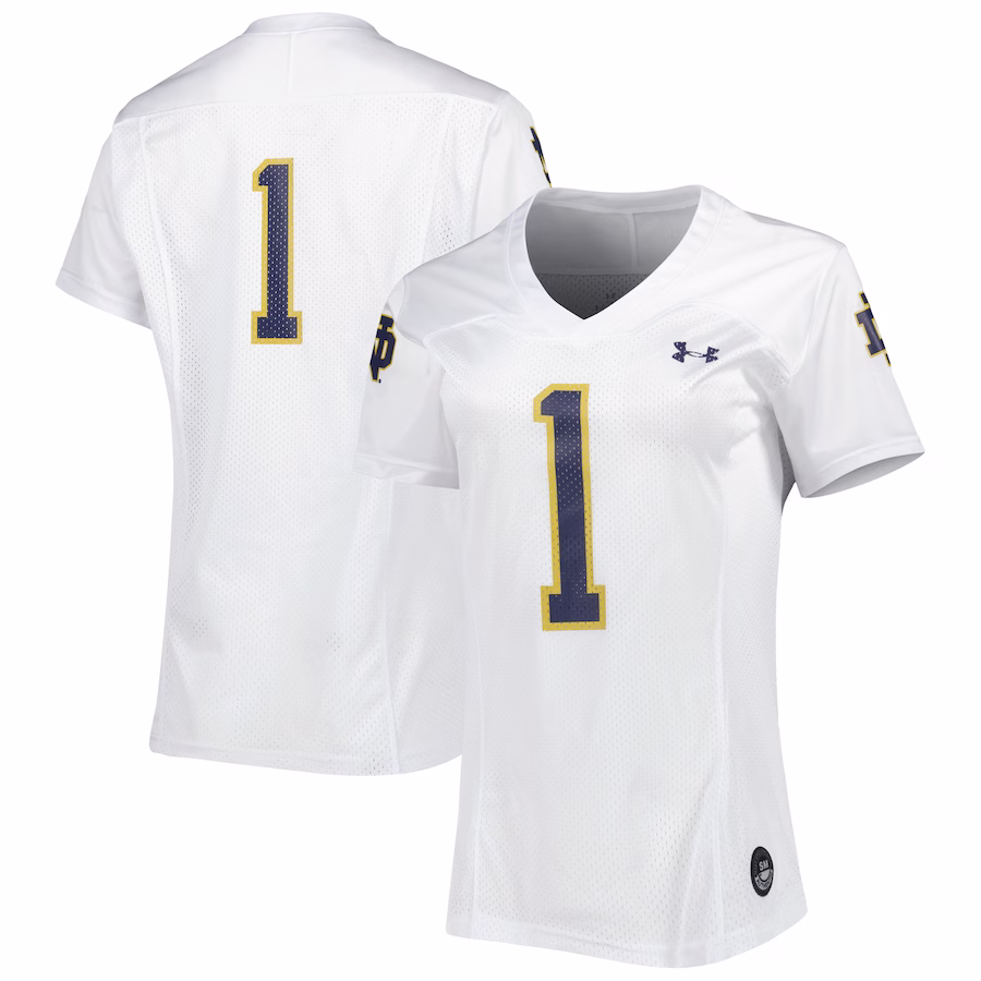 #1 Notre Dame Fighting Irish Under Armour Women's Replica Football Jersey - White - Jersey