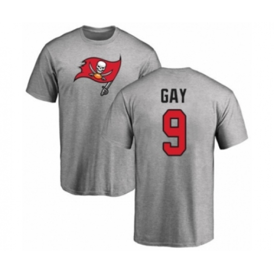 Football Tampa Bay Buccaneers #9 Matt Gay Ash Name & Number Logo T-Shirt - Jersey