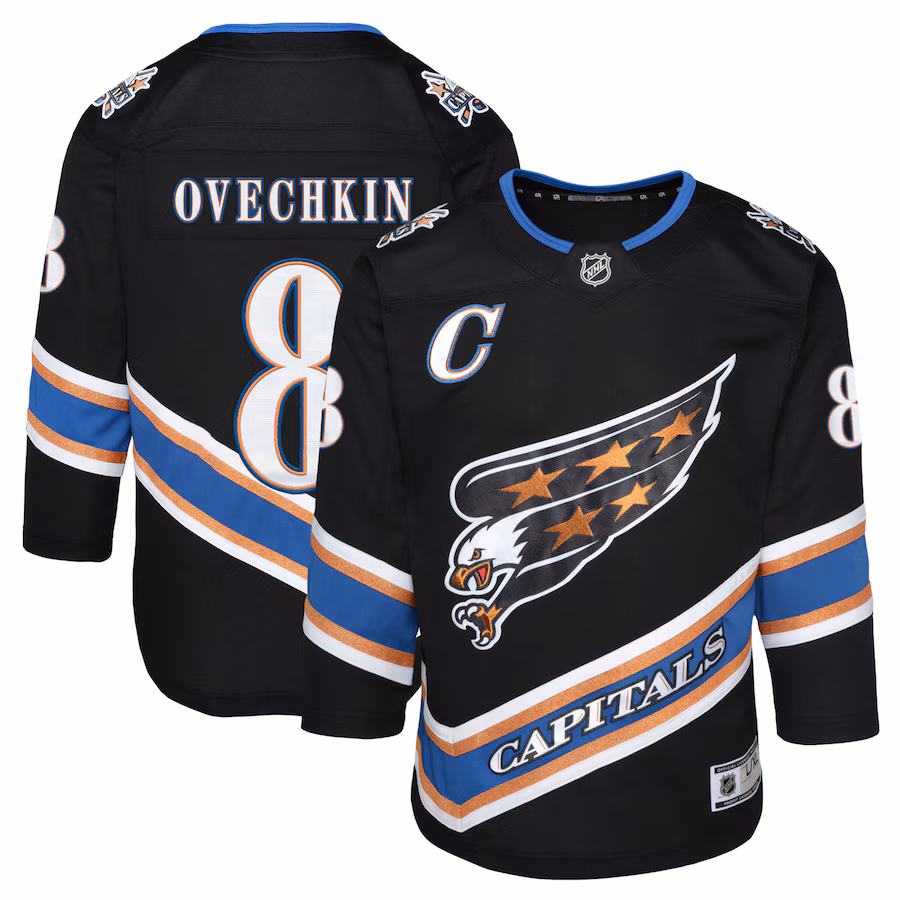 Youth Washington Capitals Alexander Ovechkin Black Alternate 50th Anniversary Premier Player Jersey - Jersey