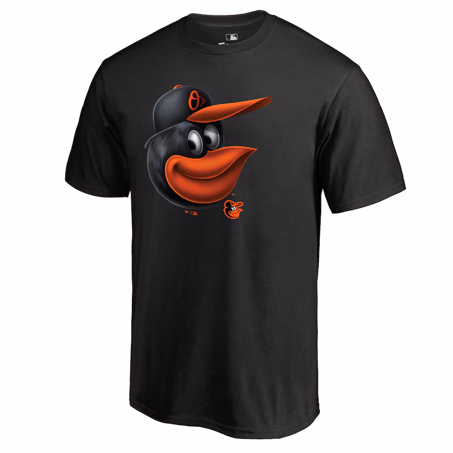 Men's Baltimore Orioles Black Midnight Mascot Logo T-Shirt - Jersey