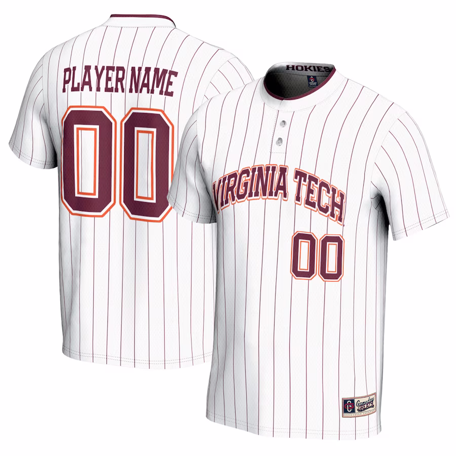 Virginia Tech Hokies GameDay Greats Unisex NIL Pick-A-Player Lightweight Softball Jersey - White - Jersey