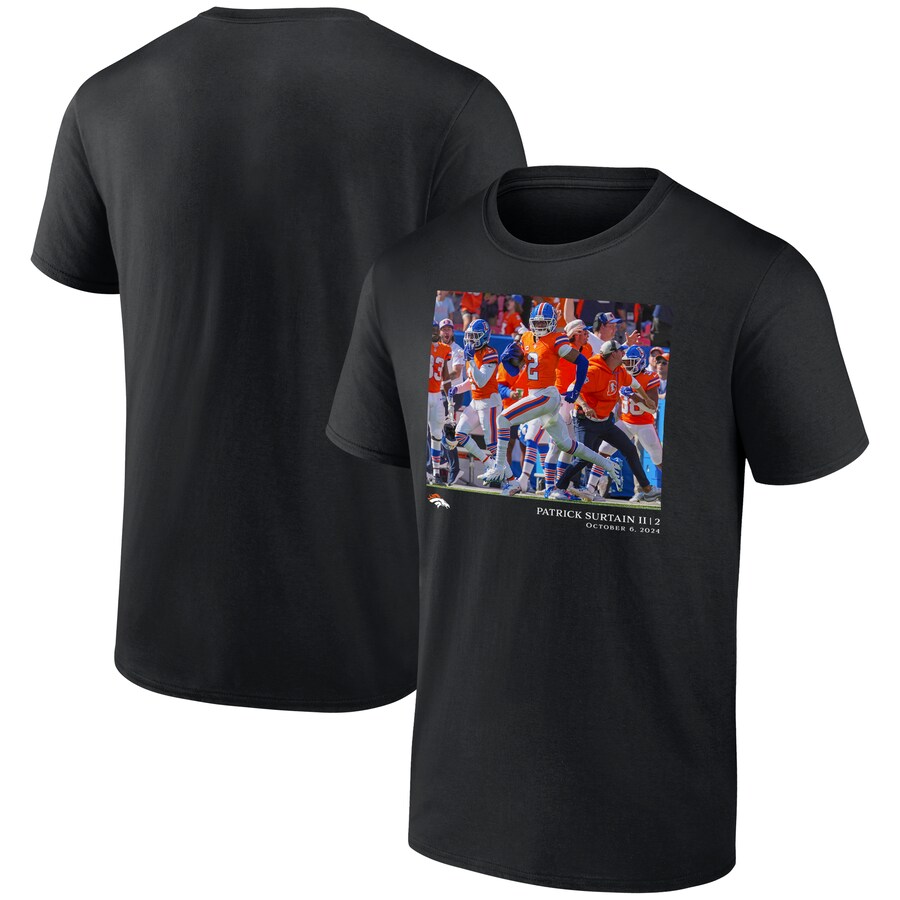 Men's Denver Broncos Patrick Surtain II Black NFL Flash Features Week 5 T-Shirt - Jersey