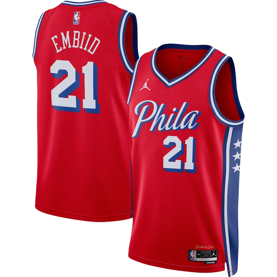 Unisex Philadelphia 76ers Joel Embiid Jordan Brand Red Swingman Jersey - Statement Edition - Jersey