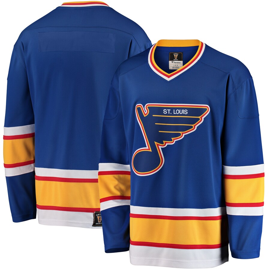 Men's St. Louis Blues Fanatics Branded Blue Premier Breakaway Heritage Blank Jersey - Jersey