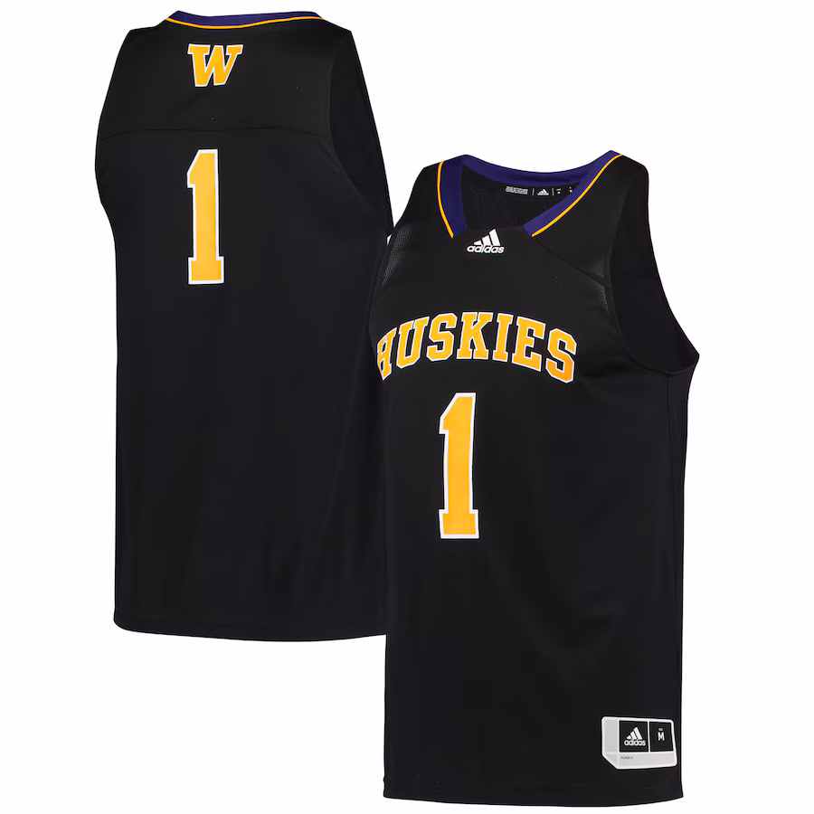 Men's adidas #1 Black Washington Huskies Reverse Retro Jersey - Jersey