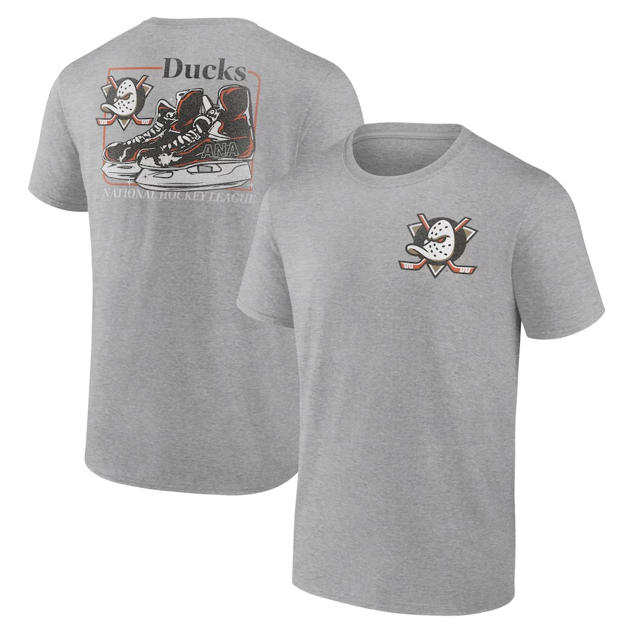 Men's Anaheim Ducks Heather Gray Glory Skates T-Shirt - Jersey