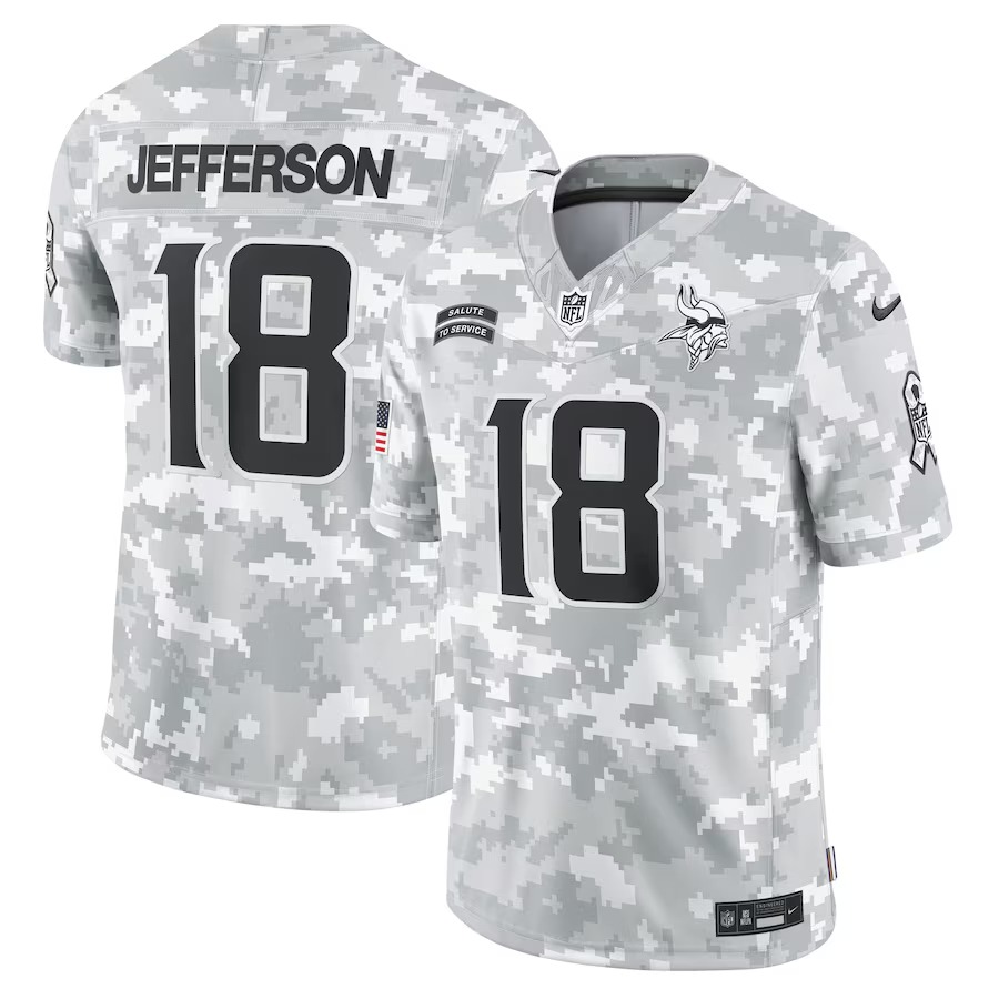 Men's Minnesota Vikings Justin Jefferson Nike Arctic Camo 2024 Salute to Service Limited Jersey - Jersey