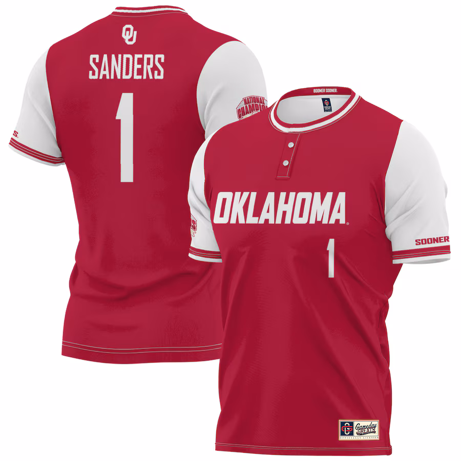 Cydney Sanders Oklahoma Sooners GameDay Greats Unisex 2023 NCAA Softball Women's College World Series Champions NIL Lightweight Replica Player Jersey - Crimson - Jersey