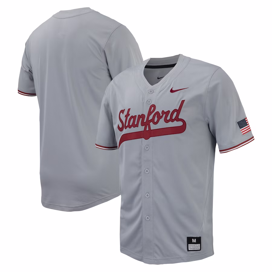 Stanford Cardinal Nike Replica Full-Button Baseball Jersey - Gray - Jersey