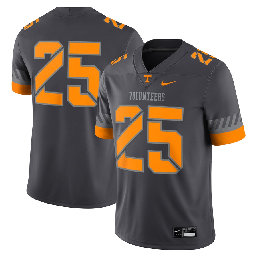 Men's Nike #25 Anthracite Tennessee Volunteers Game Jersey - Jersey