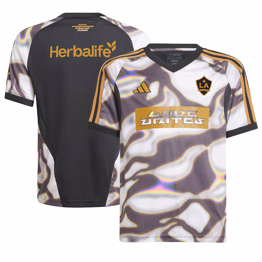 Youth LA Galaxy adidas Black 2024 Pride Pre-Match Top - Jersey