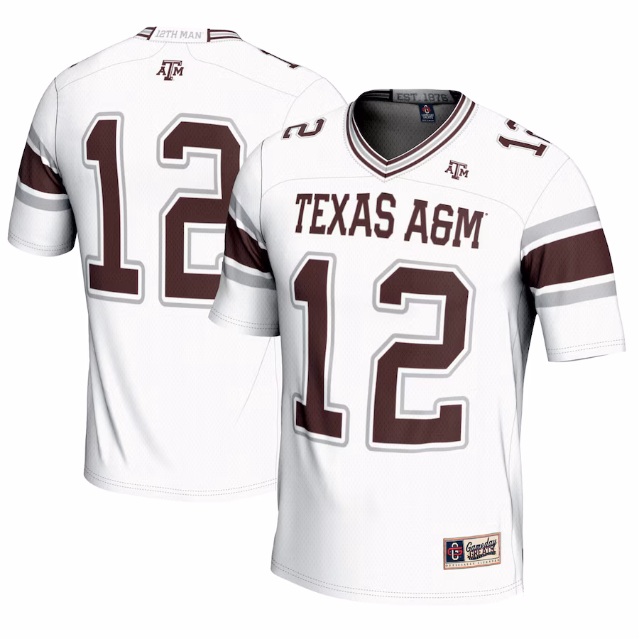 Men's GameDay Greats #12 White Texas A&M Aggies Football Lightweight Fashion Jersey - Jersey