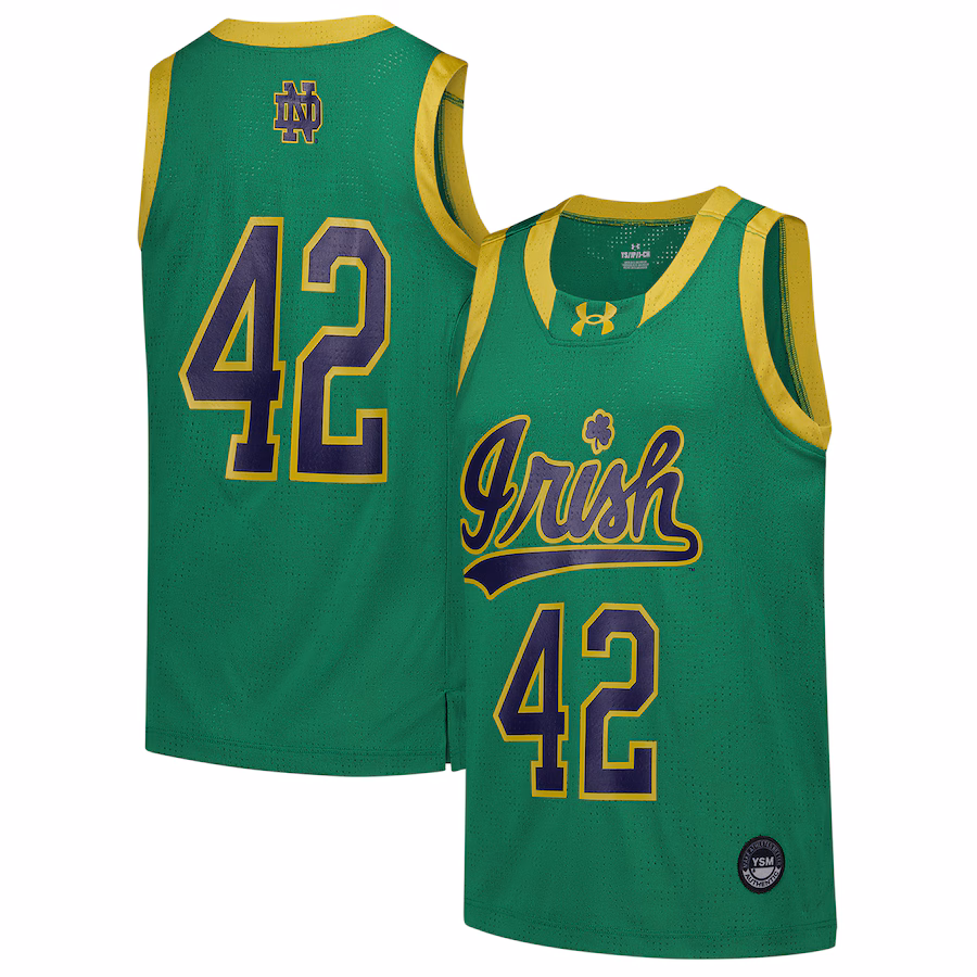 Youth Under Armour #42 Green Notre Dame Fighting Irish  Replica Basketball Jersey - Jersey